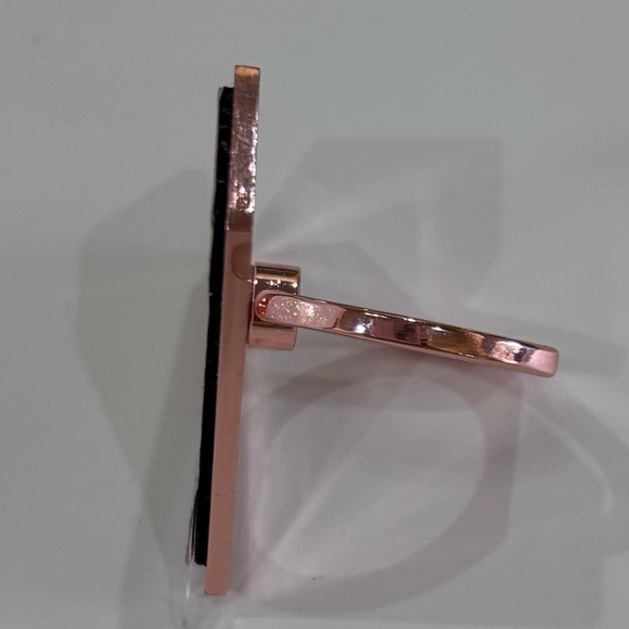 New Diamond Shaped White Glitter Rose Gold Cell Phone Pop Socket Holder - Picture 2 of 5